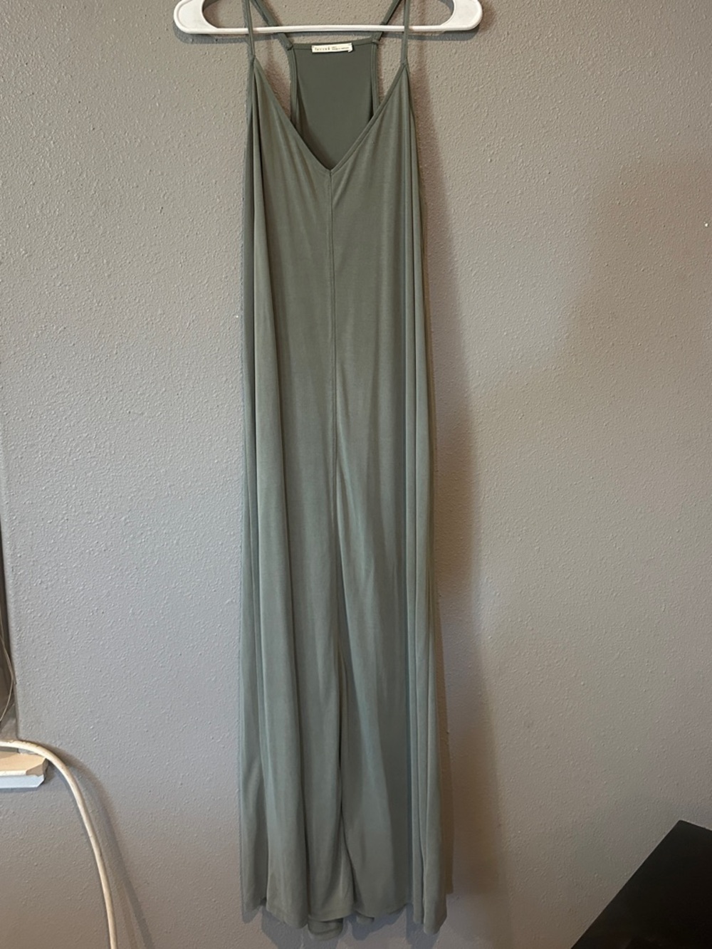 Minimal Olive Green Slip Maxi Dress
